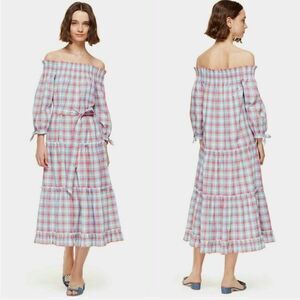 Kate Spade Broome Street Madras Off-Shoulder Dress